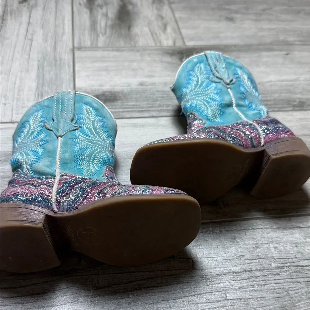Baby/Toddler Sparkle Western Boots in Blue and Pink
